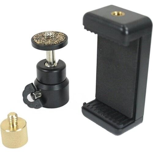 3/8 to 1/4" Thread Screw Reducer w/Ball Head & Phone Clamp. Phone to Mic Stands