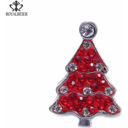 ROYALBEIER Mix Christmas Rhinestone Snowman Crystal Metal Snap Button fit 18/20mm DIY Snap Accessories For Women Jewelry KM0089