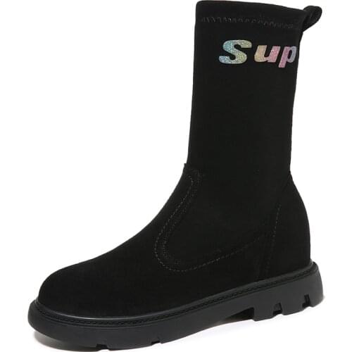 Round Toe Thick-Soled Mid-Tube Boots, Set Feet Color Matching WomenS Boots, Waterproof Platform WomenS Shoes