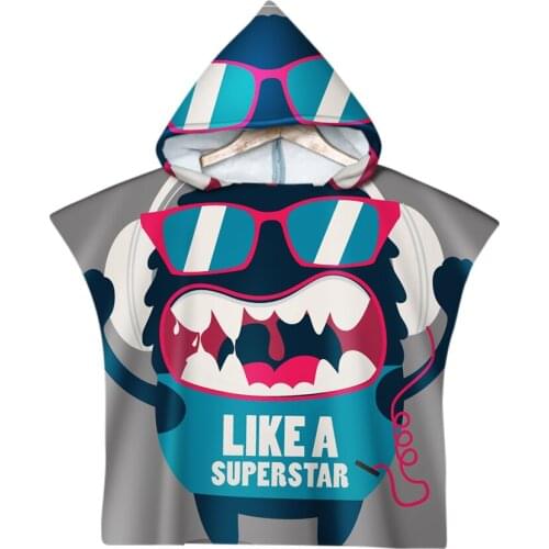 Funny Anime Cartoon Pattern Microfiber Beach Towel For Baby Children Soft Hooded Bath Towel Swimming Cloak