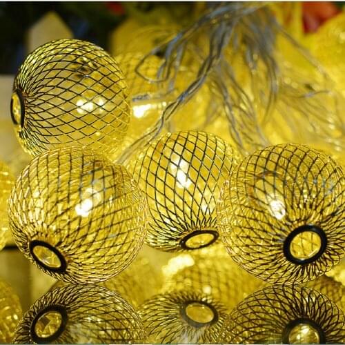 Solar LED Wire Ball Lights Wrought Iron Ball Lanterns Christmas Decoration Holiday Lights String Lights