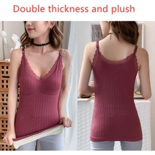 Warm vest in autumn and winter womens plush and thickened padded bottoms, cold proof underwear, womens inner tight suspender