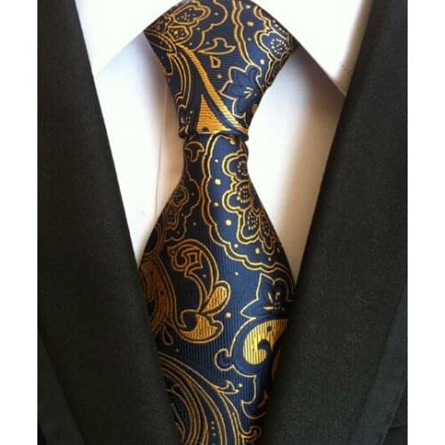 Unique Design 8cm Tie Fashion Fancy Golden Floral Neck Ties High Quality Gentlemen Woven Gravatas for Men
