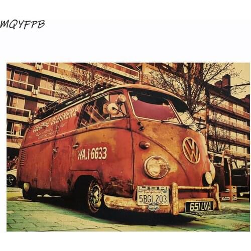 Vintage Car Kraft Paper Poster Wall Sticker Home Decoration Painting 50.5x35cm