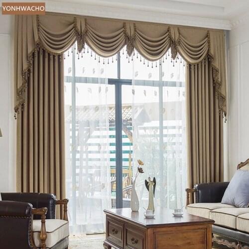 Custom curtain Thicken sunscreen fabric heat insulation modern simple cloth blackout curtain valance tulle panel C376