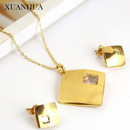 XUANHUA Stainless Steel Jewelry For Woman Vogue 2019 Necklace Earrings Set Jewelry Accessories Gifts For Women Mass Effect