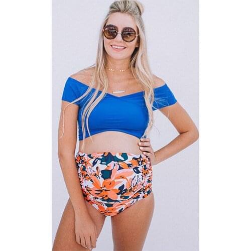 Women Swim Suit Maternity Printed Strappy Bikini Swimwear Swimsuit Bathing Suit Strappy Bandage Pregnant Beachwear for Women