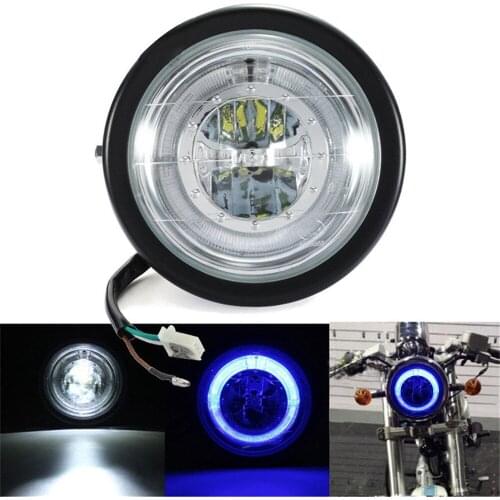1 PCS Universal LED Motorcycle Headlights DC 12V for Har-ley Retro High/Low Beam Blue Parking Lamp