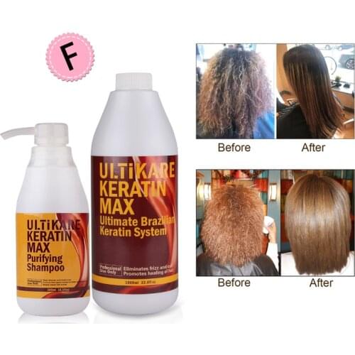 1000ml FREE FORMALDEHYDE Keratin Treatment+500ml Purifying Shampoo Treatment a Set Straighten Damage and Curly Hair