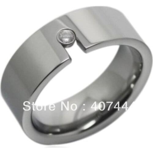 20PCS/Lot Free Shipping Cheap Price USA Hot Selling 8mm Tension Set CZ His &Her Mens Pipe Tungsten Carbide Wedding Rings