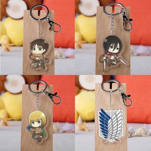2019 Attack on Titan Keychain Double Sided Acrylic Key Chain Pendant Anime Accessories Cartoon Key Ring
