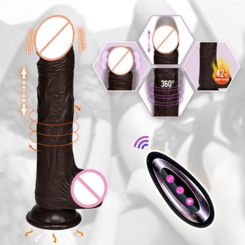 2021 Wireless Swing Vibrator Heating Telescopic Rotation Simulation Black Brown Penis Adult Female Dildo Glans Flirting Supplies