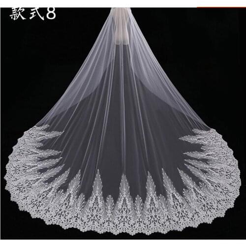 3Meter lace wedding dreses veil with lace around hem lace veil for bridal
