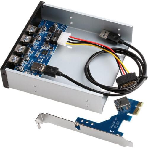 4 Ports USB 3.0 Front Panel Splitters HUB USB 3.0 PCI Express PCI-E Card Adapter 5.25" Front Panel Expansion Bay for PC Computer