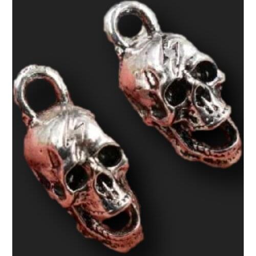 4pcs Silver Plated Halloween 3D Horror Skull Pendant DIY Charm Punk Necklace Earrings Metal Accessories For Jewelry Craft Making