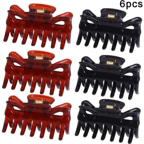 6pcs Hair Claw Clip Plastic Barrette Sturdy Women Hair Clamp Outdoor Hair Grip Hairpin Nonslip Large Claw Clip