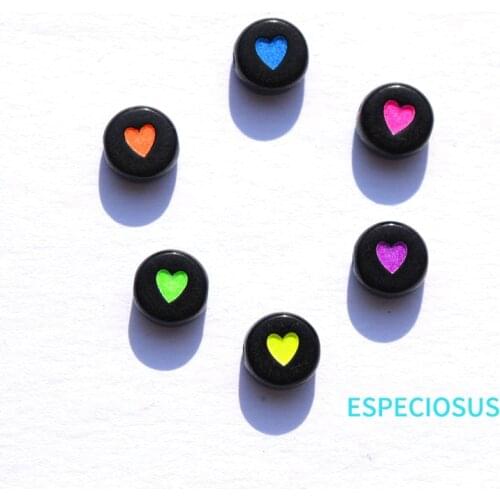 DIY jewelry Accessories Heart Painted Acrylic Beads 7MM Fluorencent Color Round Shape Spacer Bracelet Making Departments 200pcs