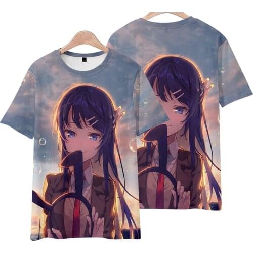 High-Q Unisex Anime Sakurajima Mai T-Shirt Tee T Shirt Kaede Sakuta Makinohara Shouko Short Cotton Casual T-Shirt Tee Shirt