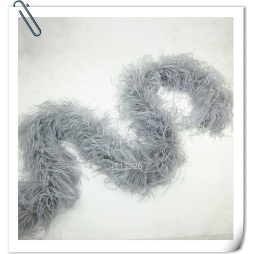 EMS free!2meters Long grey OSTRICH FEATHER BOA /strip/scarves 30g flutty ostrich feathers fringe for wedding/stage performance