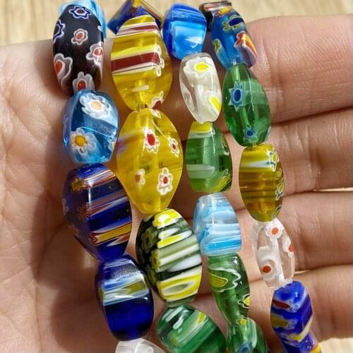 Mixed Colors Irregular Lampwork Bead Loose Flower Pattern Glass Beads for Jewelry Making Women DIY Necklace/Bracelet/Earring