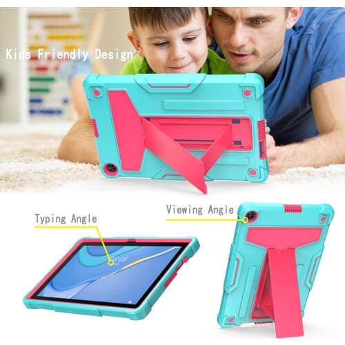 For Huawei MatePad T10 / T10s Cover Kids Safe Shockproof T-shaped Bracket Robot Silicone PC Tablet Case for Huawei MatePad T8 8"