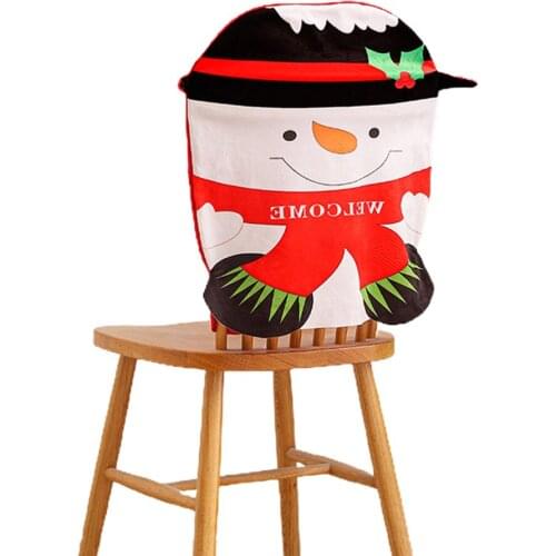 Snowman Cover Chair Slipcovers Xmas Soft Kitchen Dining Supply Multicolor Wear-resistant Back Home Party Carft Cartoon Christmas