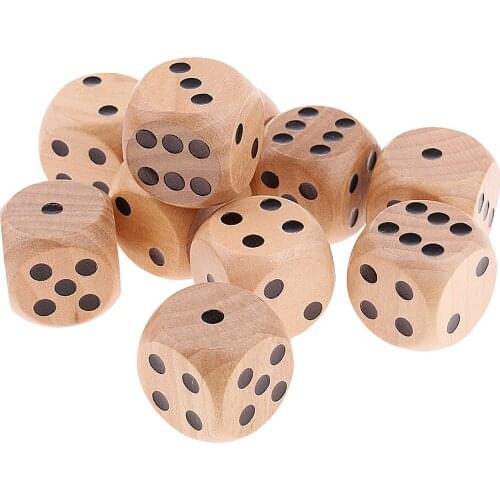 20x D6 Wooden Dice Six Sided Board Game Dice for Dungeons And Dragons Games