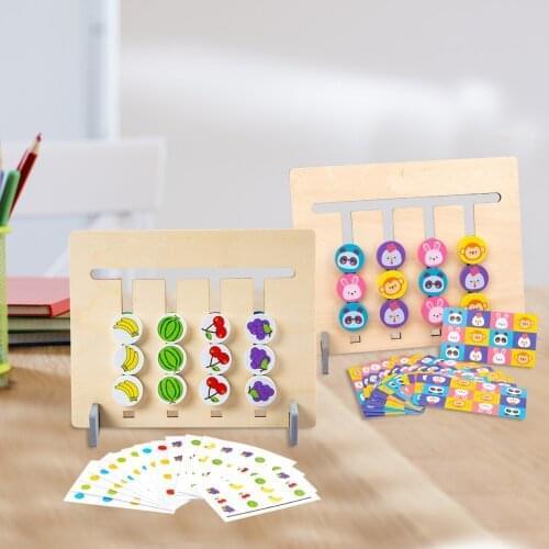 Kids Montessori Educational Wooden Toys Four Colors and Fruit Double Sided Pairing With Card Children Logical Reasoning Game Toy