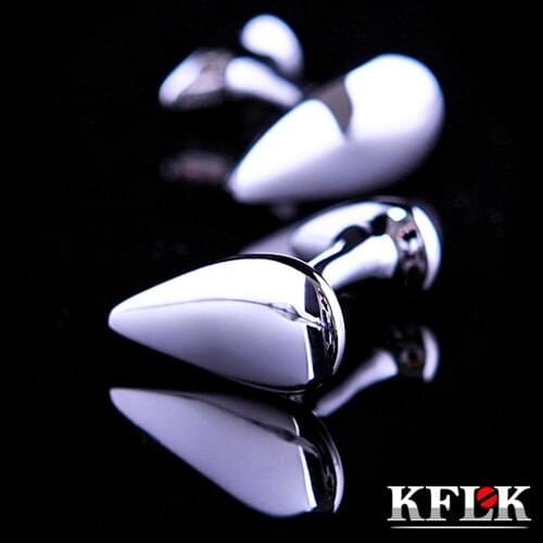 KFLK Luxury shirt cufflinks for mens Brand cuff buttons Silver cuff link High Quality water drop shape abotoadura Jewelry