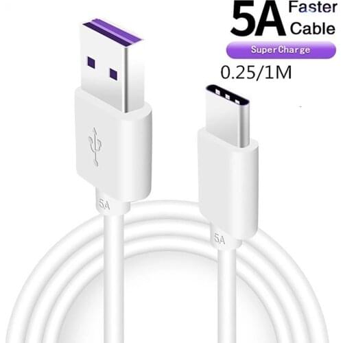 5A USB Type C Cable For Huawei Mate 20 Pro P20 Lite Supercharge Fast Charging Cable Type-C Cable For Huawei P30 Pro