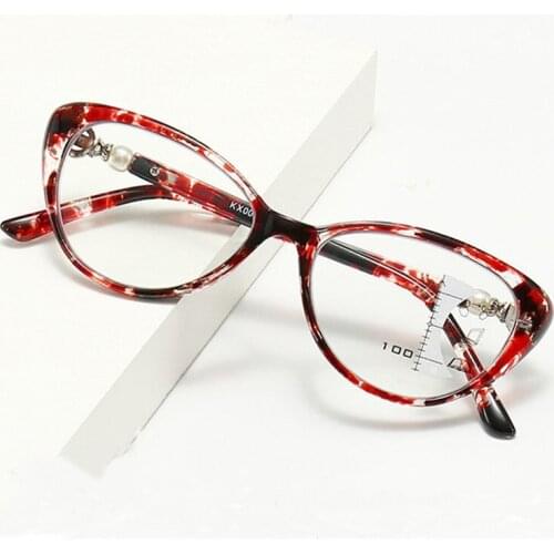 Iboode Classic Women Anti Blue Light Cat Eye Presbyopia Hyperopia Smart Zoom Progressive Reading Glasses Multifocal Eyeglasses