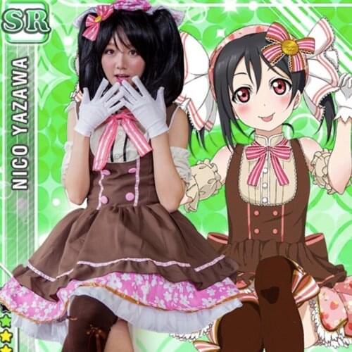 Love Live anime Cosplay Costume Lovelive Nico Yazawa Candy Maid Uniform Fancy Dresses Women Princess Role Play Lolita Dress