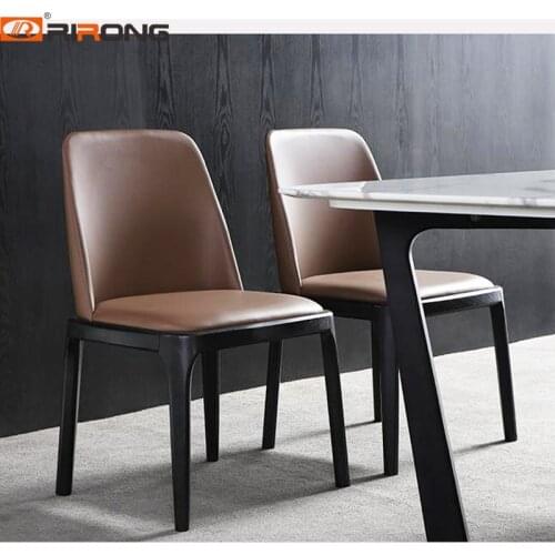 Italy Design Home Dining Room Furniture Leather Dining Kitchen Brown Custom Wood Without Armchair Stool