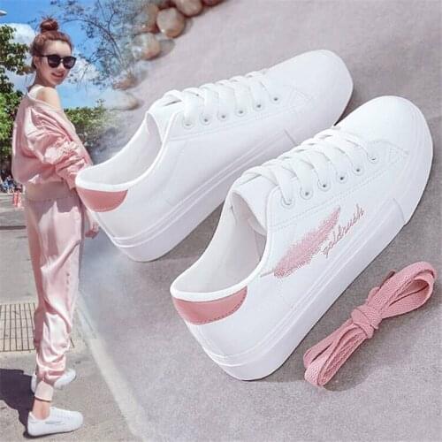 Sports Shoes Spring Fashion Non-Slip Vulcanized Shoes Womens Lightweight Platform Shoes Womens Lace-up Casual Shoes White A530