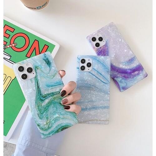 Square Rock Marble Print Pattern Design Slim Silicone Fashion Flexible Protective Phone Case for iPhone 12 11 X Xs XR 6 7 8 Plus