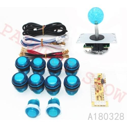 DIY Arcade Joystick Kit with 5Pin Arcade Joystick with Oval Ball Top+ 24mm/30mm LED Push Buttons + Zero Delay USB Encoder
