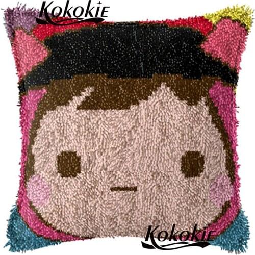 Crocheting Rug Kits 3d latch hook pillow kits diy rug cartoon printed carpet Embroidery cross stitch kits Unfinished Pillowcase