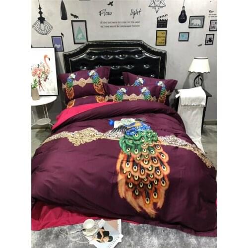 2018 New 3D peacock printing Luxury king size bedding set Queen Size tencel Bed set Duvet cover Bed linen Pillowcase