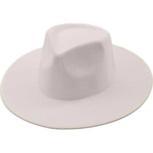 New Fashion Women Fedora Sun Hats Party Wool Hat Ladies Wide Brim Church Hats Derby White Holiday Beach Hat Wholesale