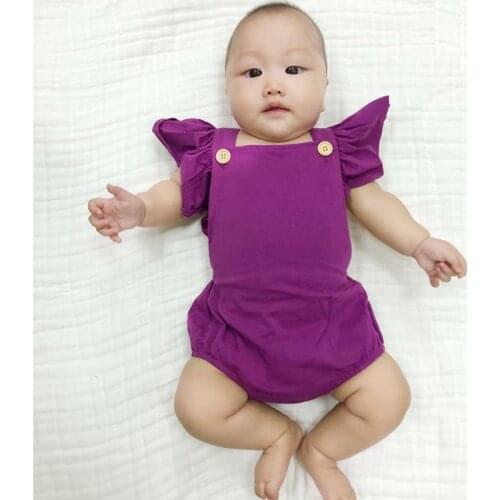 COSPOT Baby Girls Solid Romper Girl Summer Ruffle Sleeve Romper Toddler Fashion Jumpsuit Newborn Baby Girl Clothes 2021 New 35
