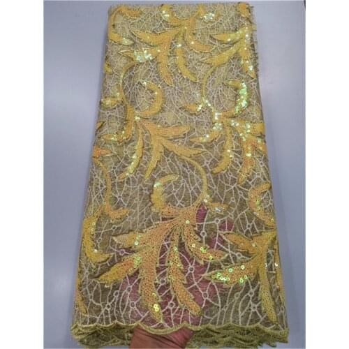 Latest nigerian lace fabric 2020 high quality lace french african net tulle lace sequin fabric for dress evening 5yards