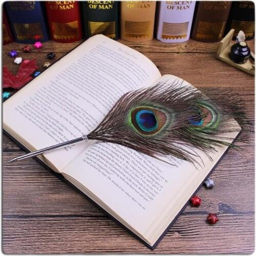 Two peacock eyes pen,ball point pen and dip pen for choose