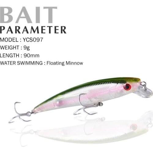 Fishing Lure 90mm/9g 0-0.6 Floating Minnow Hard Baits High-carbon steel Hooks Crankbait Lure Wobbler