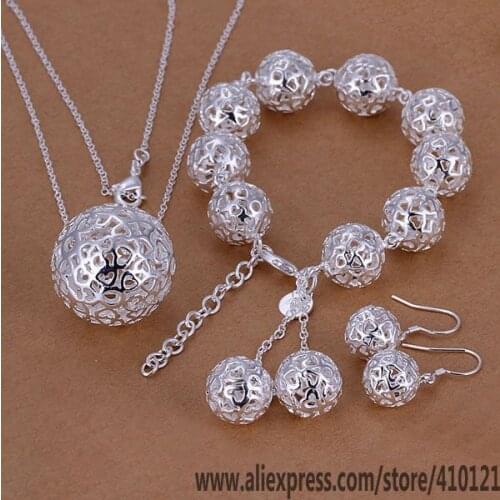 S110 Hot Sale Silver Color Fine Jewelry Sets,Wholesale Fashion Jewelry Elegant Charms Fashion Set Ball Three-Piece /dbsalsza