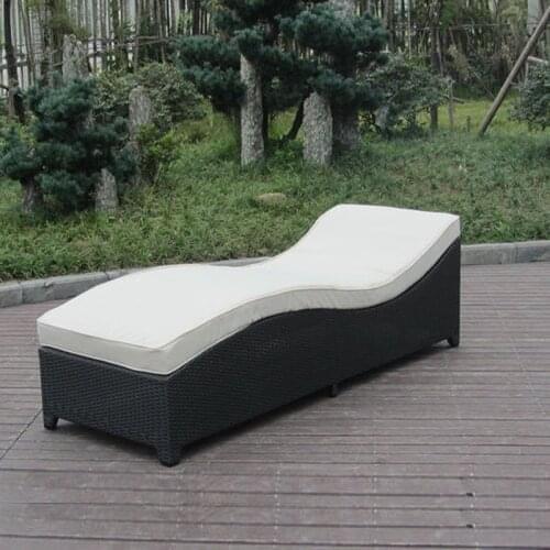 Army Green Rattan Sun Lounger With White Cushion And Aluminum Frame to sea port by sea