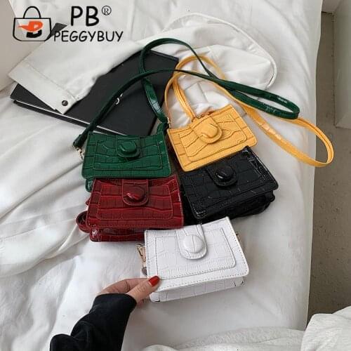 Retro Alligator Pattern Solid Color Shoulder Crossbody Bags Women Casual All-match PU Leather Travel Hasp Mini Messenger Handbag