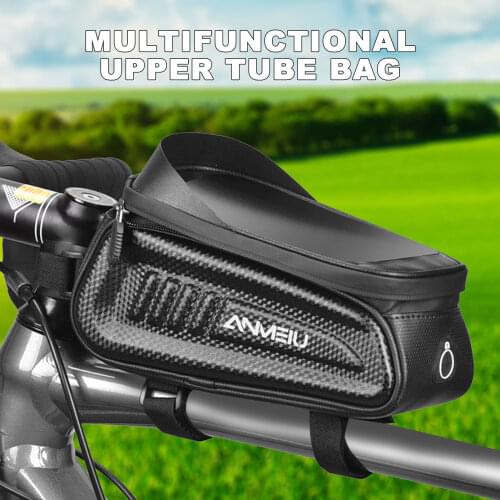 Bike Front Frame Bag Bicycle Phone Mount Bag Waterproof Hard Shell Touchscreen Bike Top Tube Pouch For Cycling Bike Accessories