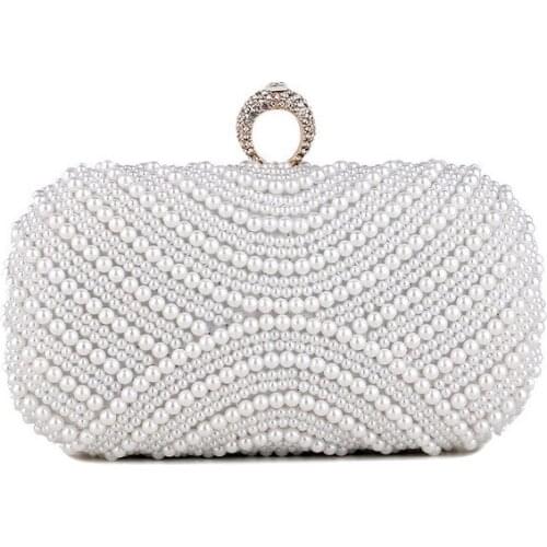 Finger Ring Wedding Bridal Women Clutch Pearl Vintage Style Small Evening Bags Luxury Designer Metal Handbags Party money clutch