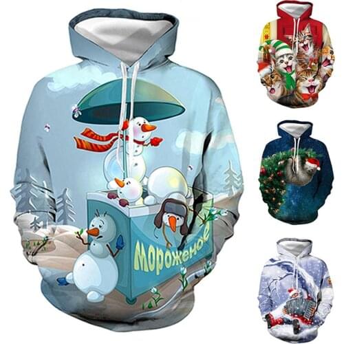 2020 Fashion Autumn And Winter Christmas Sweater 3D Print Oversized Hooded Sweater Unisex Man Woman Funny Christmas Sweater