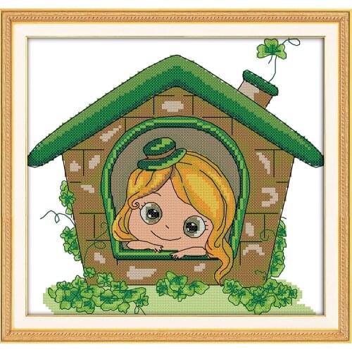 Everlasting Love The Girl In The House Chinese Cross Stitch Kits Ecological Cotton Stamped 11 14CT DIY Christmas Gifts For Home